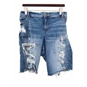 Torrid Denim Shorts Womens 24 Distressed Cutoff Raw Hem Jort Bermuda Grunge